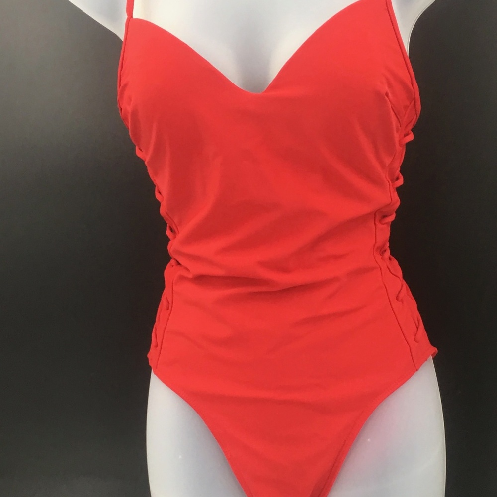 SUNSTREAK by Newport News Stylish Red Bathing Suit